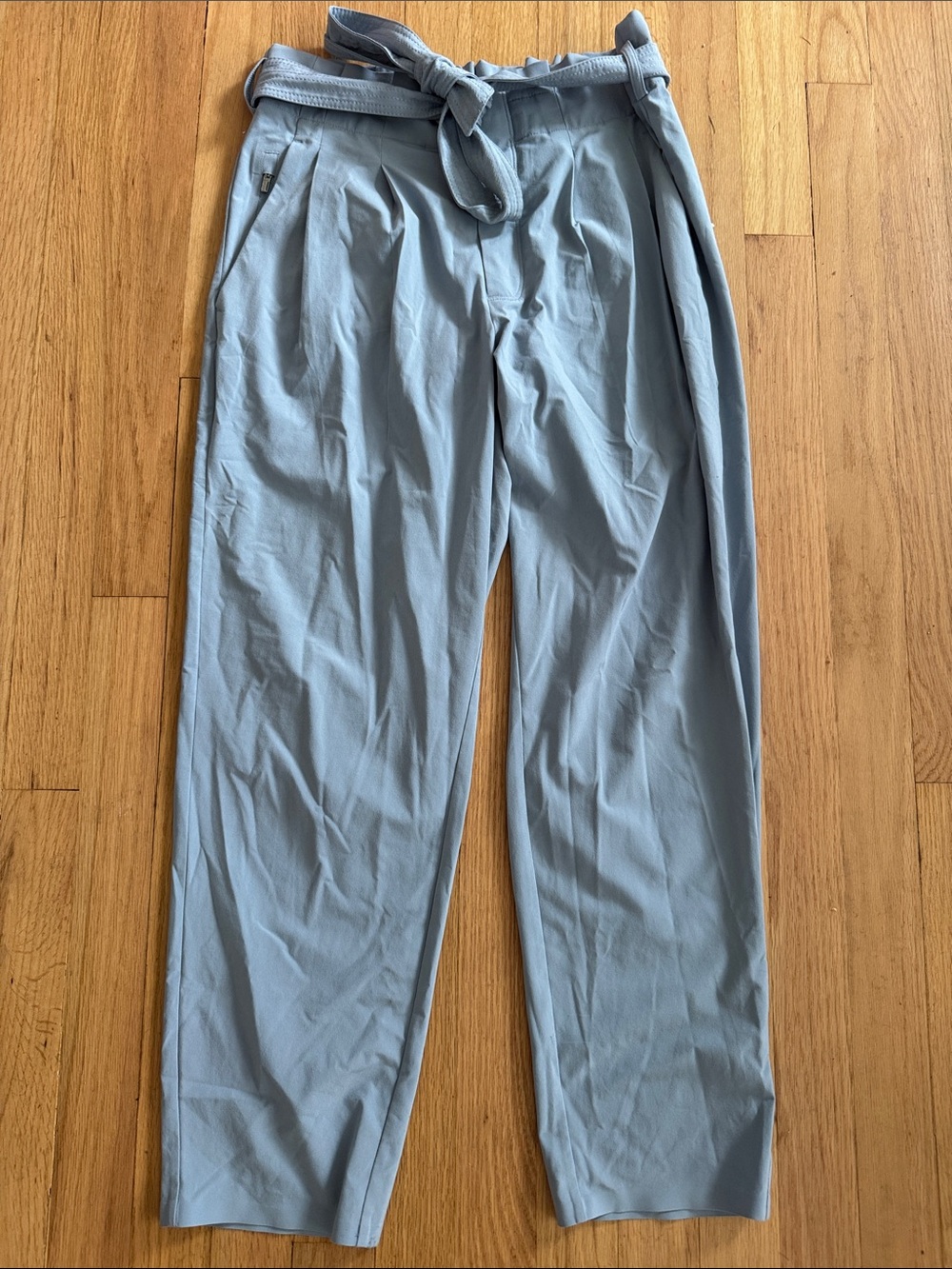 Athleta Light Blue Skyline Pleated Paperbag Waist Pants